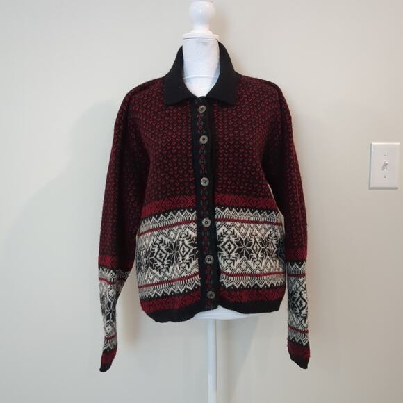 ALPS Nordic Wool Metal button Cardigan Sweater Women's L Vintage USA made - Picture 1 of 12